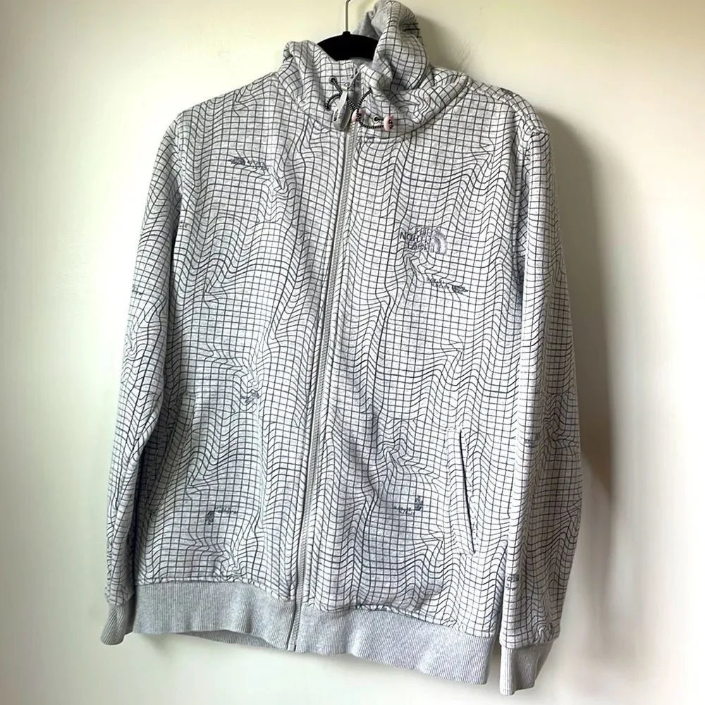 Unisex North Face grey full zip hoodie size 105 (Xl) Outdoor Athleisure